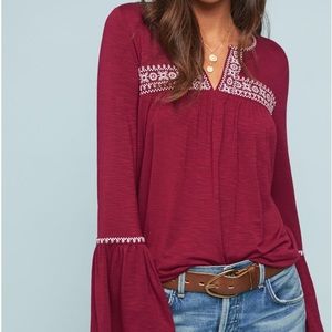 Anthropologie Casablanca Embroidered Top